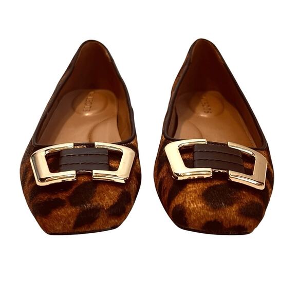Talbots Women’s Sz 6.5 Brown Leopard Square Toe Flats Shoes Calf Hair Buckle - Picture 6 of 11